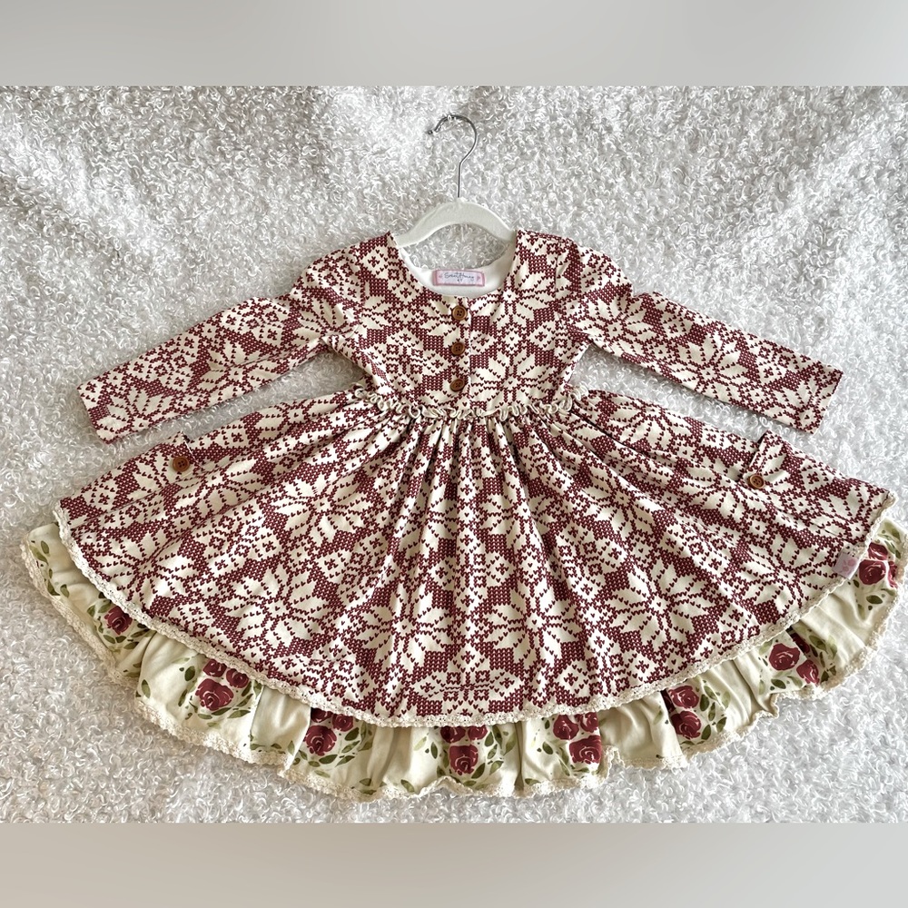SweetHoney Hazel Dress - Snowflake Scarlet
